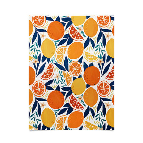 Avenie Citrus Fruits Blue Poster