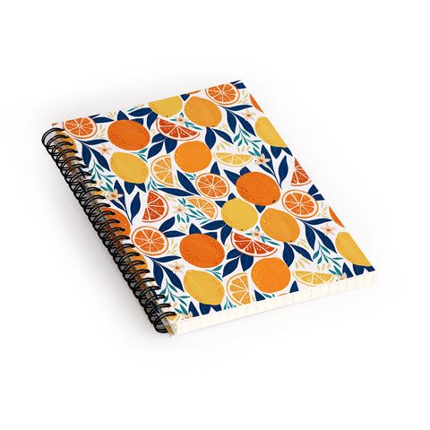 Avenie Citrus Fruits Blue Spiral Notebook