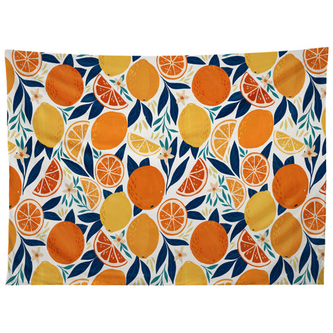 Avenie Citrus Fruits Blue Tapestry