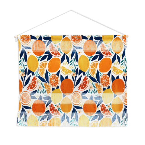 Avenie Citrus Fruits Blue Wall Hanging Landscape