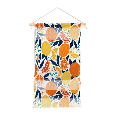 Avenie Citrus Fruits Blue Wall Hanging Portrait