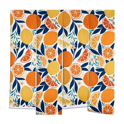 Avenie Citrus Fruits Blue Wall Mural
