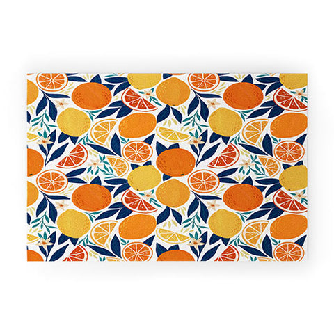 Avenie Citrus Fruits Blue Welcome Mat