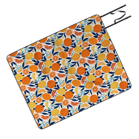 Avenie Citrus Fruits Blue Picnic Blanket