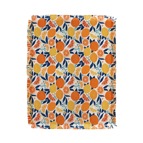 Avenie Citrus Fruits Blue Throw Blanket