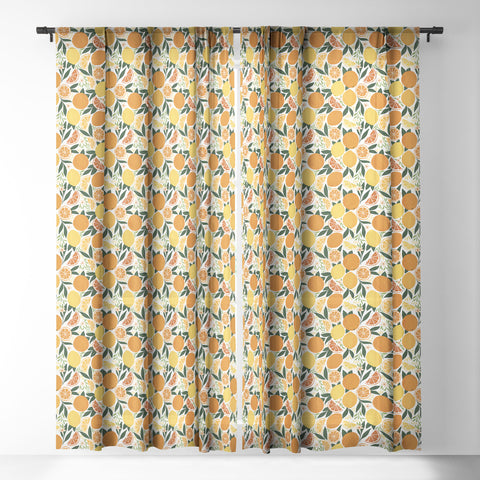 Avenie Citrus Fruits Sheer Window Curtain