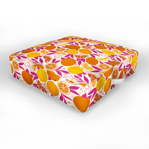 Avenie Citrus Fruits Pink Lemonade Outdoor Floor Cushion