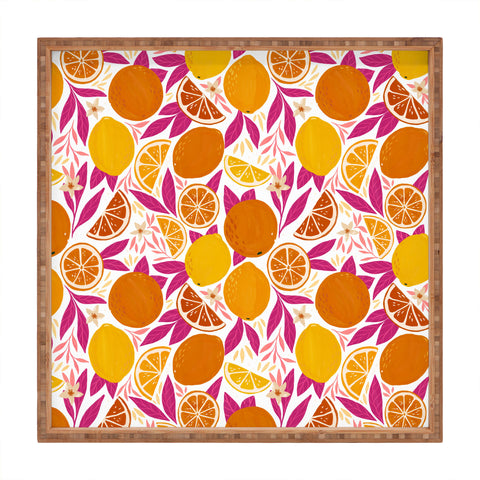 Avenie Citrus Fruits Pink Lemonade Square Tray