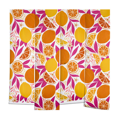 Avenie Citrus Fruits Pink Lemonade Wall Mural