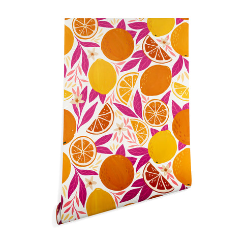 Avenie Citrus Fruits Pink Lemonade Wallpaper