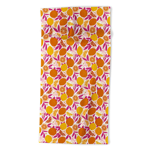 Avenie Citrus Fruits Pink Lemonade Beach Towel