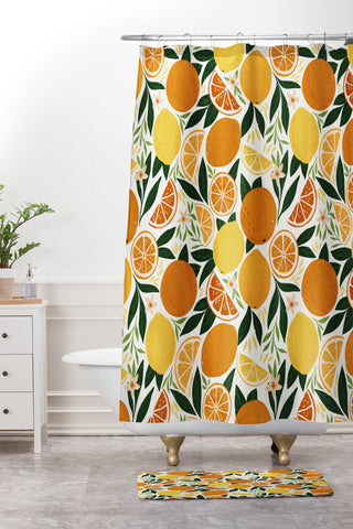 Avenie Citrus Fruits Shower Curtain And Mat