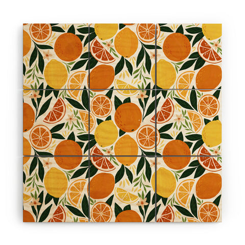 Avenie Citrus Fruits Wood Wall Mural