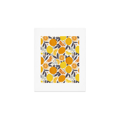 Avenie Citrus Fruits Yellow and Grey Art Print