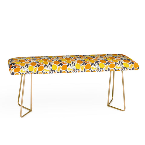 Avenie Citrus Fruits Yellow and Grey Bench