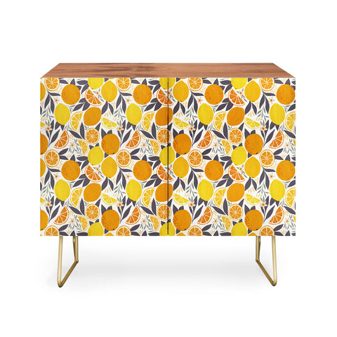 Avenie Citrus Fruits Yellow and Grey Credenza