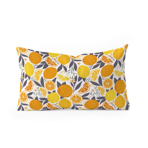 Avenie Citrus Fruits Yellow and Grey Oblong Throw Pillow