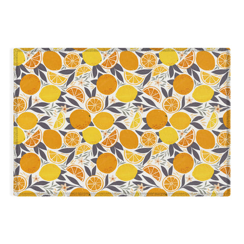 Avenie Citrus Fruits Yellow and Grey Outdoor Rug