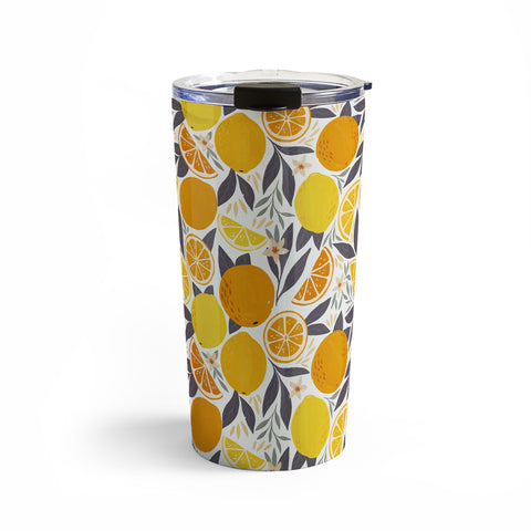 Avenie Citrus Fruits Yellow and Grey Travel Mug