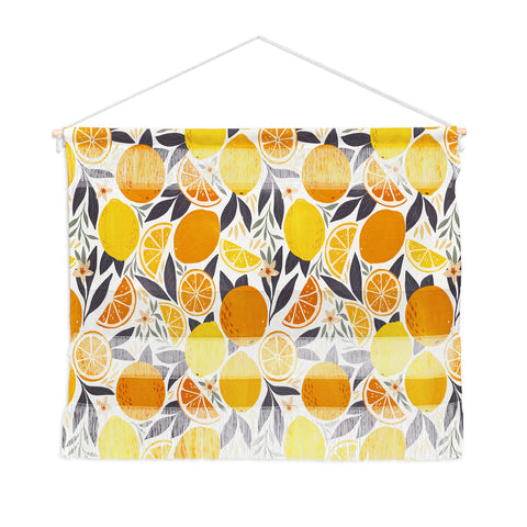 Avenie Citrus Fruits Yellow and Grey Wall Hanging Landscape
