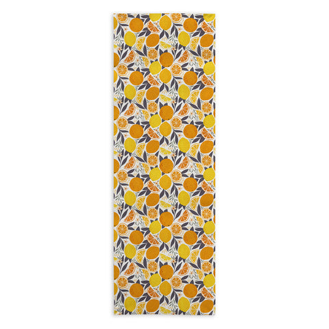 Avenie Citrus Fruits Yellow and Grey Yoga Towel