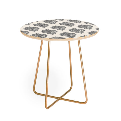 Avenie Classic Damask Neutral Round Side Table