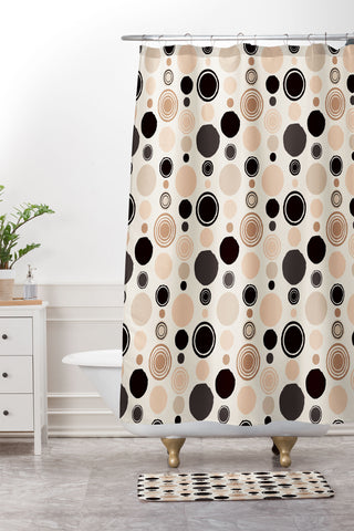 Avenie Concentric Circle Earth Tones Shower Curtain And Mat