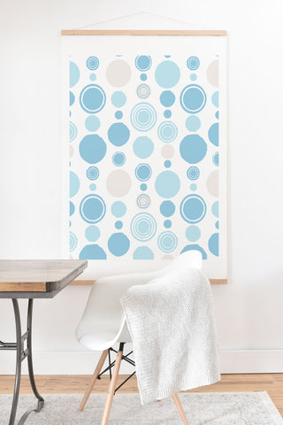 Avenie Concentric Circle Pattern Blue Art Print And Hanger