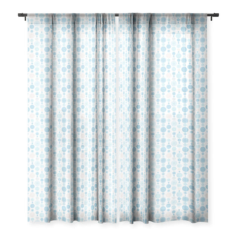 Avenie Concentric Circle Pattern Blue Sheer Window Curtain