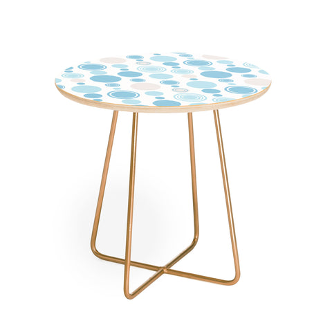 Avenie Concentric Circle Pattern Blue Round Side Table