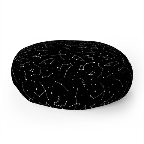 Avenie Constellations Black and White Floor Pillow Round
