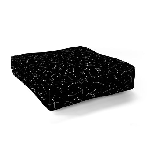Avenie Constellations Black and White Floor Pillow Square