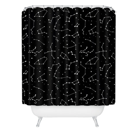Avenie Constellations Black and White Shower Curtain