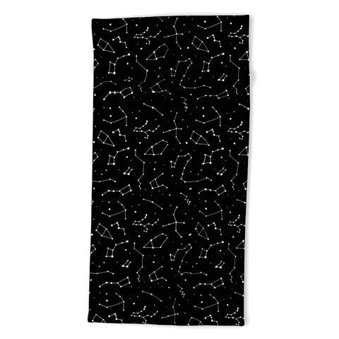 Avenie Constellations Black and White Beach Towel
