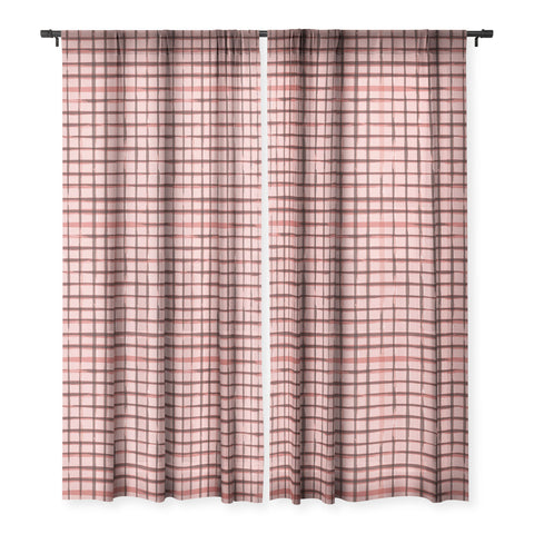 Avenie Cottage Garden Gingham XI Sheer Window Curtain