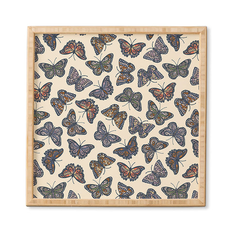 Avenie Countryside Butterflies Blue Framed Wall Art