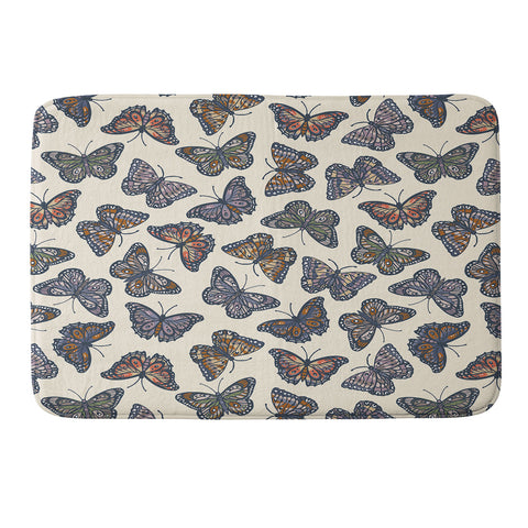 Avenie Countryside Butterflies Blue Memory Foam Bath Mat