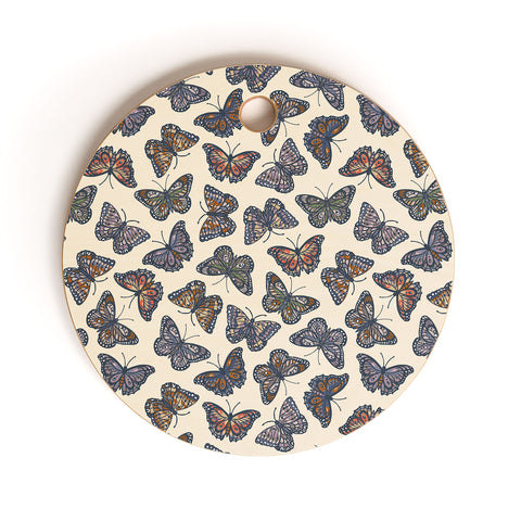 Avenie Countryside Butterflies Blue Cutting Board Round