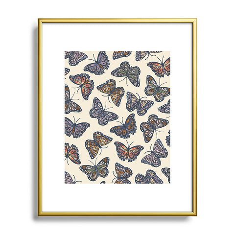 Avenie Countryside Butterflies Blue Metal Framed Art Print
