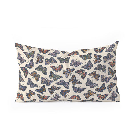 Avenie Countryside Butterflies Blue Oblong Throw Pillow