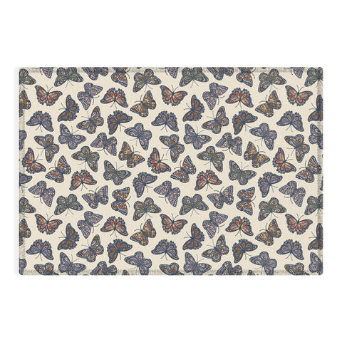 Avenie Countryside Butterflies Blue Outdoor Rug