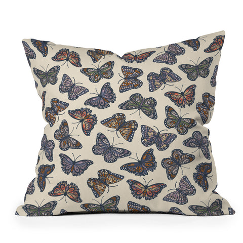 Avenie Countryside Butterflies Blue Throw Pillow