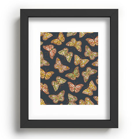 Avenie Countryside Butterflies Navy Recessed Framing Rectangle