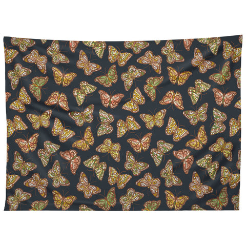 Avenie Countryside Butterflies Navy Tapestry