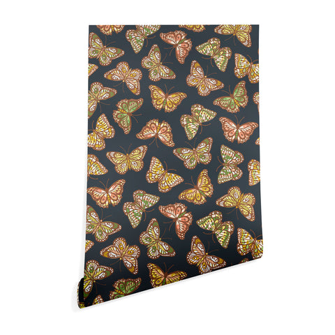 Avenie Countryside Butterflies Navy Wallpaper