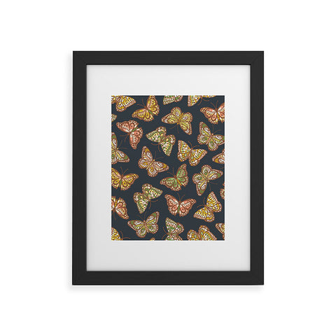 Avenie Countryside Butterflies Navy Framed Art Print