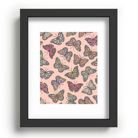 Avenie Countryside Butterflies Pink Recessed Framing Rectangle