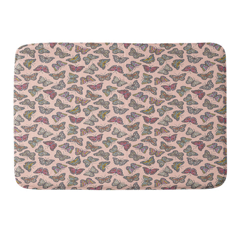 Avenie Countryside Butterflies Pink Memory Foam Bath Mat