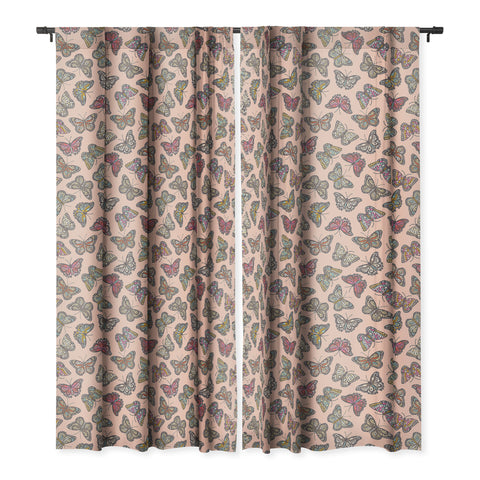 Avenie Countryside Butterflies Pink Blackout Window Curtain