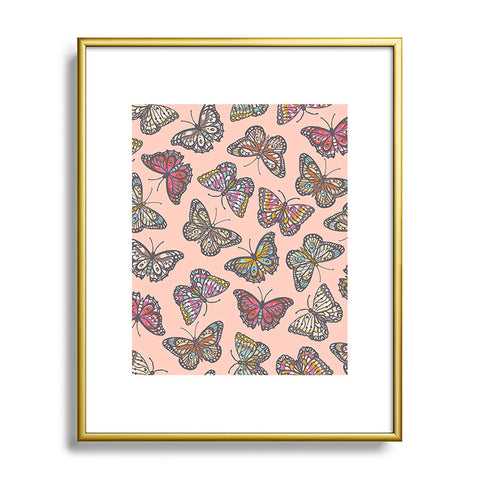 Avenie Countryside Butterflies Pink Metal Framed Art Print